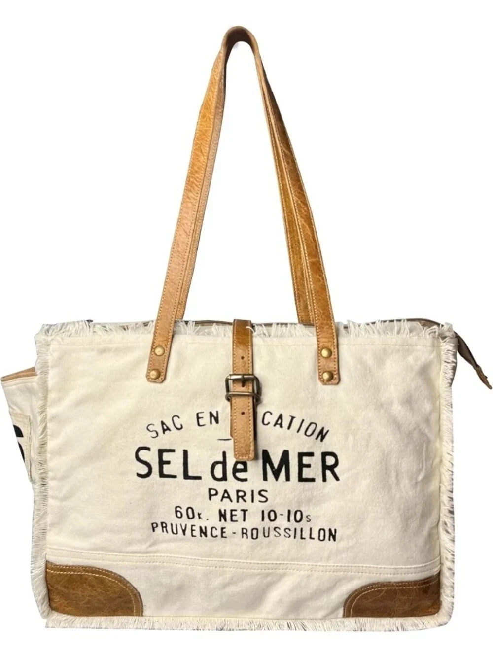Stylish Upcycled Canvas & Leather Tote Bag - Women's Hobo Travel Handbag